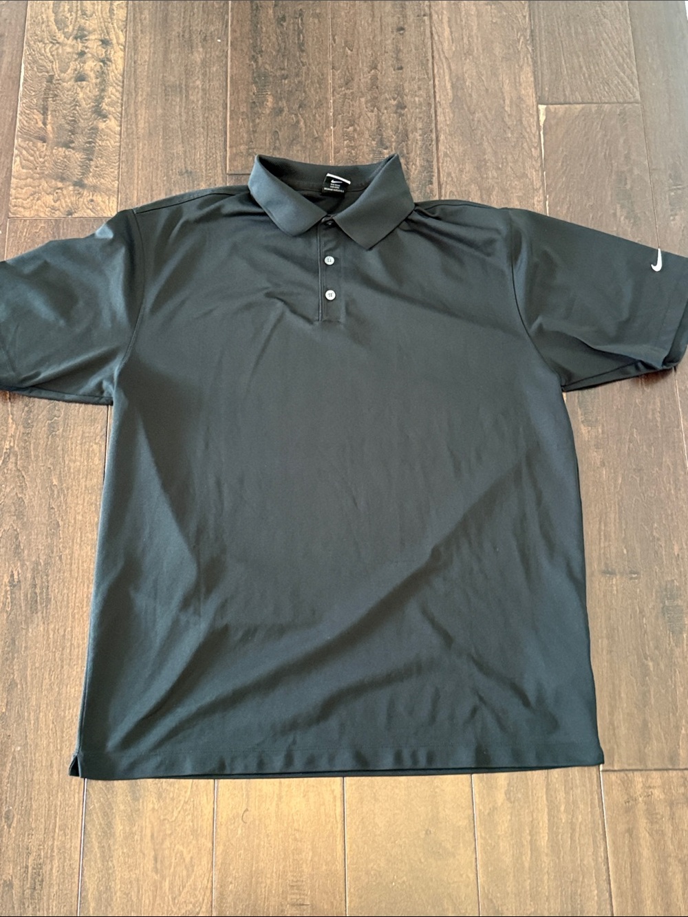 Nike Men's Black Short-Sleeve Dri Fit UV Golf Polo with Sleeve Swoosh